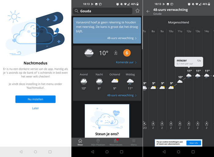 Weather online app night mode dark theme