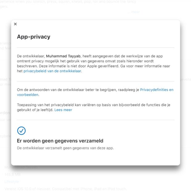 App Store wrong privacy label