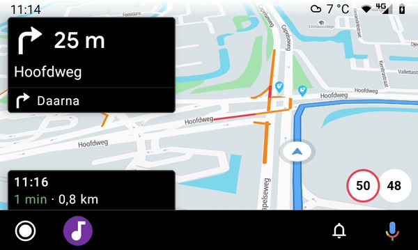 Flitsmeister Android Auto navigation