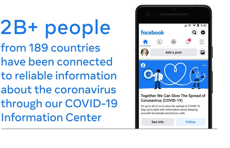 Facebook information on coronavirus