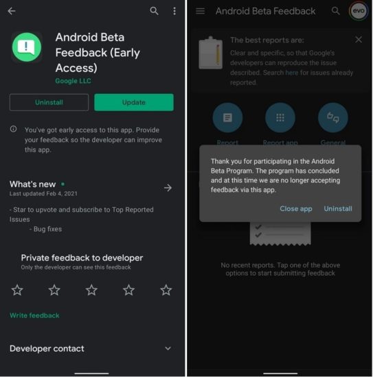 Android Beta Feedback showed a hint of the beta version of Android 12