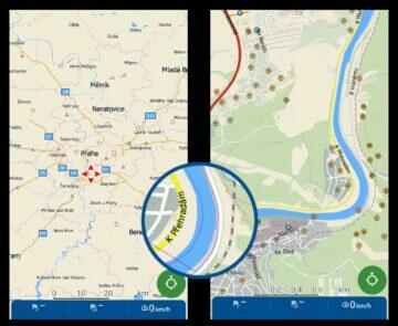 MapFactor Navigator showing district boundaries detail