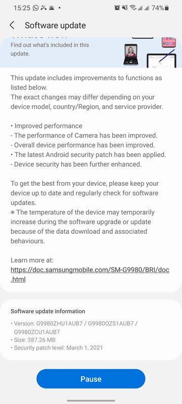Galaxy S21 March security patch