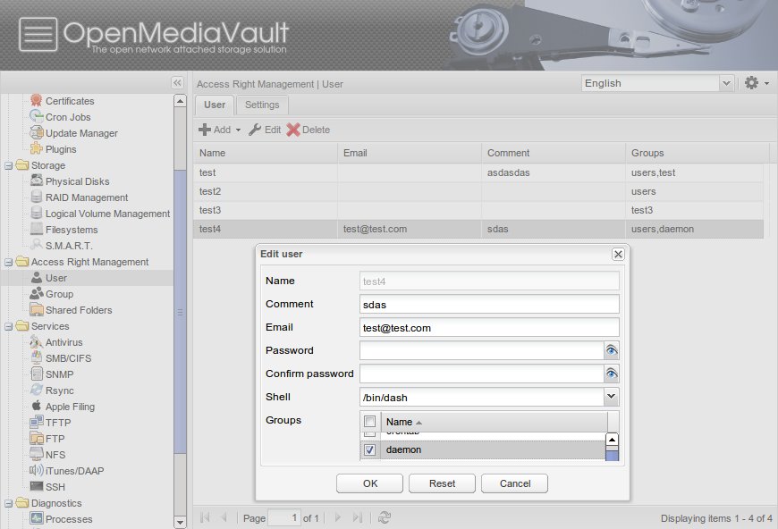 OpenMediaVault has a user and share management.  Image: openmediavault.org
