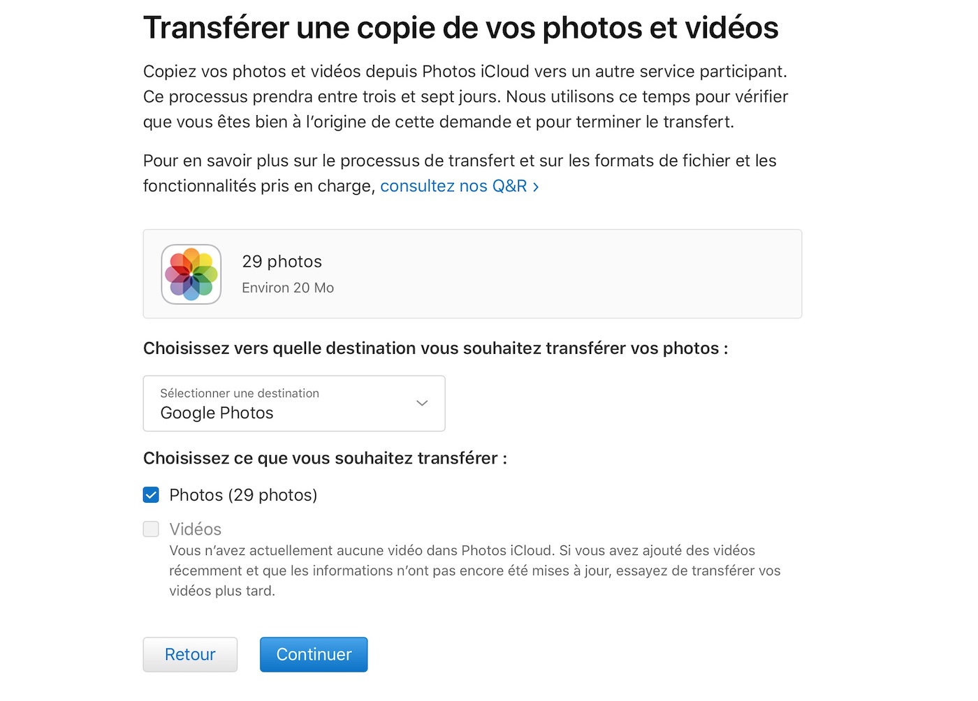 Apple offers to transfer photos from iCloud to Google Photos